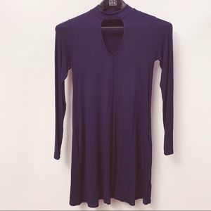 Navy Cut Out Mock Neck Dress